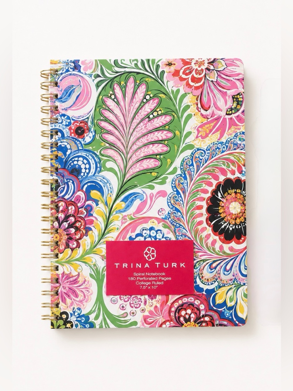 Trina Turk Floral Multicolor Spiral Notebook with Gold Coil